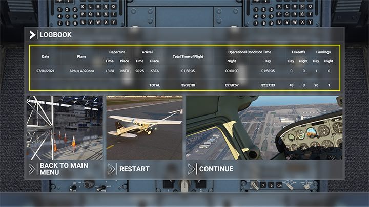 Microsoft Flight Simulator displays the flight summary at the end - Microsoft Flight Simulator: ILS landing - Passenger aircraft - Example flight - Microsoft Flight Simulator 2020 Guide