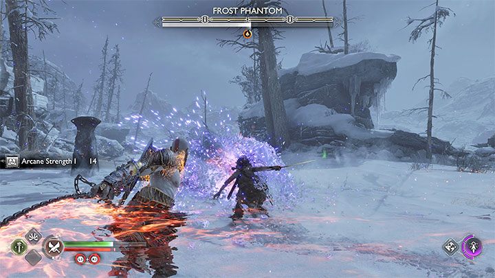 Du musst den leuchtenden Kern des Phantoms angreifen - God of War Ragnarok: Wie besiegt man das Frostphantom?  - Bosse - God of War Ragnarok Guide