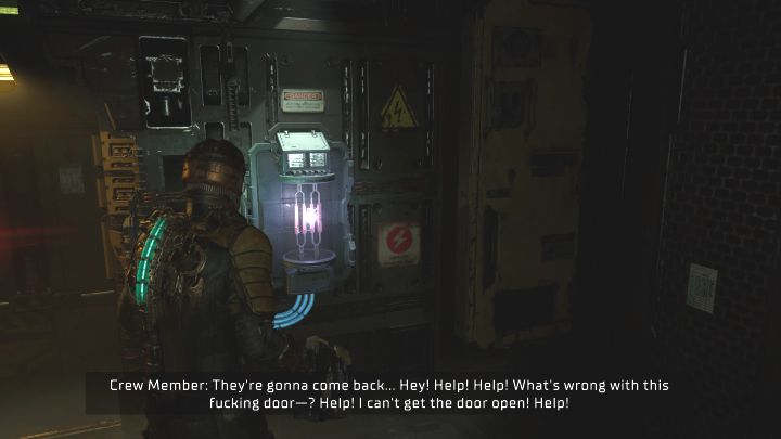 Erreichen Sie die verschlossene Tür und führen Sie einen Nahkampfangriff auf die Konsole an der Wand durch (Screenshot oben) – Dead Space Remake: New Arrivals – Hauptmissionen – Dead Space Remake Guide