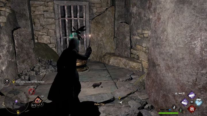 Hier ist eine Motte – benutze Lumos, springe herunter und bringe sie zum Tor – Hogwarts Legacy: Der Helm von Urtkot – Hauptquests – Hogwarts Legacy Guide
