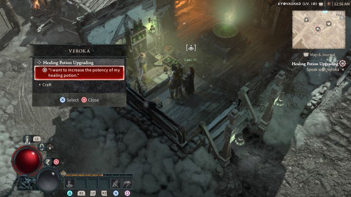 Während dieser Quest triffst du dich mit Veroka – wähle die Dialogoption über die Erhöhung der Wirksamkeit von Heiltränken – Diablo 4: Wie trage ich mehr Heiltränke?  - Häufig gestellte Fragen - Diablo 4-Leitfaden