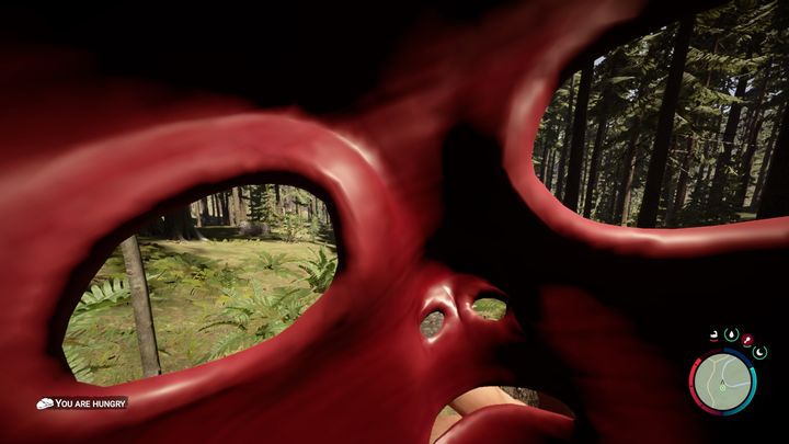 Denken Sie daran, dass der Effekt nicht dauerhaft ist, und wenn Sie sich bereits im Kampf befinden, wird das Tragen der Maske die Kannibalen nicht davon abhalten, Sie anzugreifen - Sons of the Forest: How to get the Red Mask?  - Grundlagen - Sons of the Forest Guide