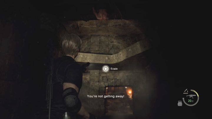 Du musst durch dunkle Katakomben reisen – Krauser wird dich ein paar Mal an mehreren Stellen angreifen – Resident Evil 4 Remake: Wie kann man Jack Krauser erneut besiegen (Kapitel 14)?  - Bosse - Resident Evil 4 Remake-Leitfaden