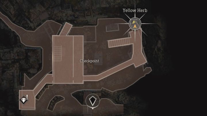 Yellow Herb befindet sich am Checkpoint-Standort, den die Helden in Kapitel 6 passieren müssen (nach dem Kampf mit Luis) – Resident Evil 4 Remake: Yellow Herb-Karte – Dorf – Geheimnisse – Resident Evil 4 Remake Guide