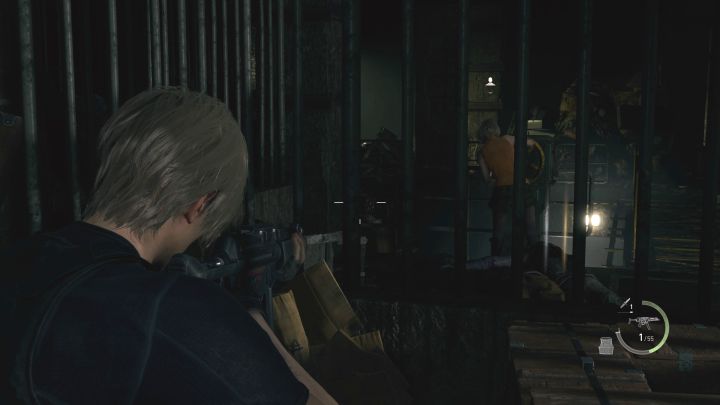 Behalten Sie Ashley im Auge und greifen Sie Feinde an, die versuchen, sie zu packen – schießen Sie durch die Gitterstäbe, vorzugsweise mit starken Waffen – Resident Evil 4 Remake: Müllentsorgungsterminal-Rätsel – Rätsellösungen – Resident Evil 4 Remake-Anleitung