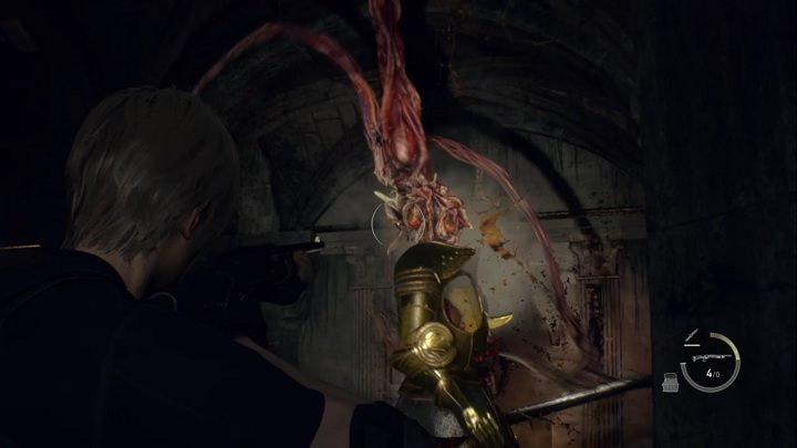 Sobald Sie genug Schaden zugefügt haben, wird der Kampf einfacher, da seine Tentakel aus seinem Kopf kommen und es somit einfacher ist, ihn zu erledigen - Resident Evil 4 Remake: Merciless Knight - Requests - Resident Evil 4 Remake Guide