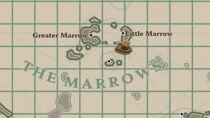 Diese Flaschenpost befindet sich südlich von Little Marrow Island in der Region The Marrows – Dredge: Alle Nachrichten – Geheimnisse und Sammlerstücke – Dredge Guide
