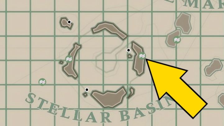 Der zweite Schrott befindet sich auf der östlichen Hauptinsel Stellar Basin – Dredge: All Scraps of Paper map – Secrets and Collectibles – Dredge Guide