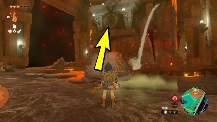 Benutze Yunobos Angriff, um den Gong zu treffen – Zelda TotK: Yunobo von Goron City – Komplettlösung – Zelda Tears of the Kingdom Guide