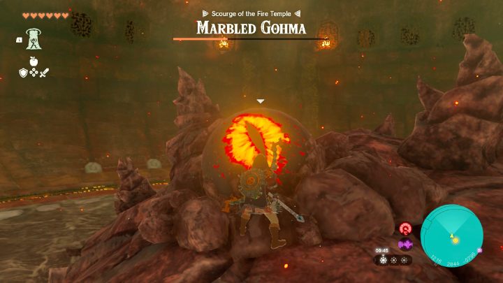 Wenn das Tor geöffnet ist, beginnt ein zweistufiger Kampf gegen Marbled Gohma – Zelda TotK: Yunobo von Goron City – Komplettlösung – Zelda Tears of the Kingdom Guide