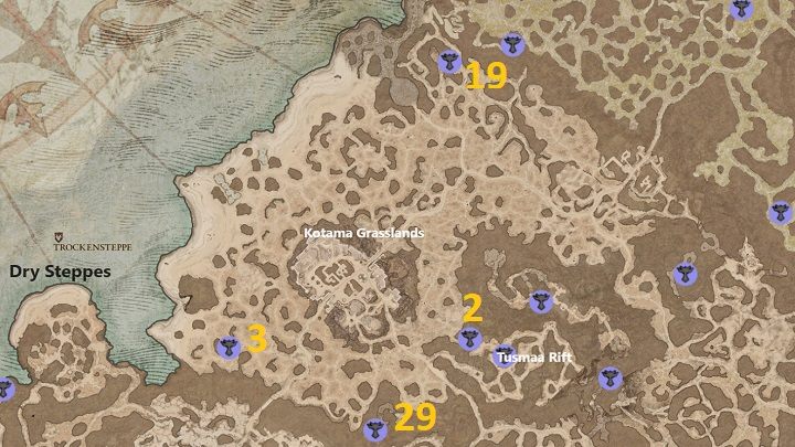 Im Kotama-Grasland gibt es 4 Altäre zu entdecken – Diablo 4: Altäre von Lilith – Trockensteppen – Altäre von Lilith – Diablo 4 Guide
