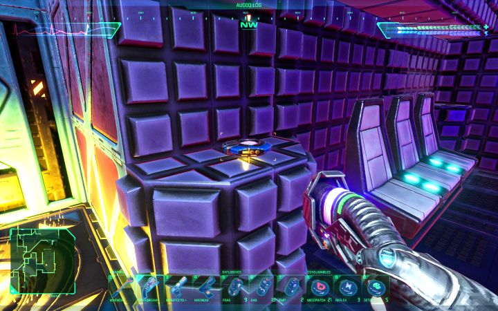 Sie erfahren 2 Teile des Codes aus verschiedenen Audioprotokollen – Environmental Protection Packs in Storage 6 (Bild 1) und Stashed Pack in Central (Bild 2) – System Shock Remake: Codeliste – Secrets and Collectibles – System Shock Remake Guide