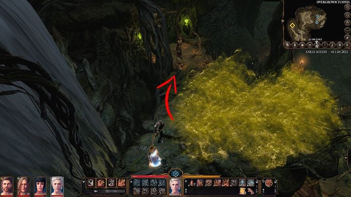 From the first platform, follow the narrow path to the left - you will need to turn the camera accordingly to see it - Baldurs Gate 3: Auntie Ethel/Green Witch - how to beat? - Bosses and difficult fights - Baldurs Gate 3 Guide, Walkthrough