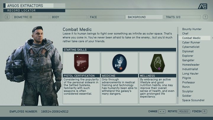 Combat Medic – die Fähigkeiten, die dieser Hintergrund bietet, werden Spieler zufriedenstellen, die im Kampf am meisten auf die Gesundheitspunkte ihrer Charaktere achten – Starfield: Welchen Hintergrund soll man wählen?  - Charakterentwicklung und Team - Starfield Guide