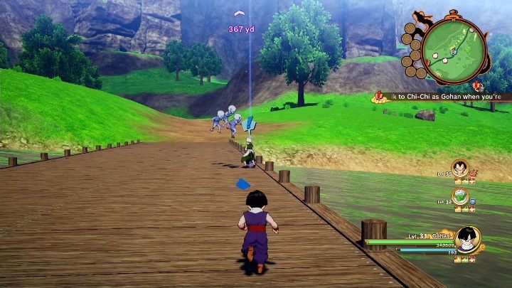 Die Quest beginnt mit einem kurzen Gespräch mit einer Dorfbewohnerin – Attacked Villager |  Nebenmission in DBZ Kakarot – Evil Emperor Frieza – Dragon Ball Z Kakarot Guide
