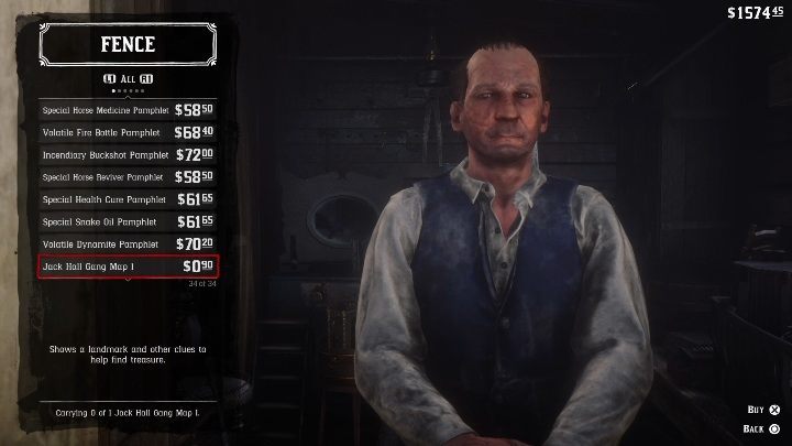 Sie können die Karte auch beim Fence kaufen – Schatzkarte von Red Dead Redemption 2: Jack Hall Gang – wie bekomme ich den Schatz?  - Schatzkarten – Leitfaden zu Red Dead Redemption 2