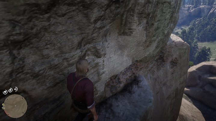 Am Ende des Felsregals finden Sie ein kleines Loch im Felsen – Red Dead Redemption 2: Schatzkarte der Jack Hall Gang – wie kommt man an den Schatz?  - Schatzkarten – Leitfaden zu Red Dead Redemption 2