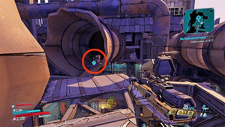 The second coin is inside the damaged pipe as shown in the screenshot - Pandora-return | Borderlands 3 Side Quest - Side Missions - Borderlands 3 Guide