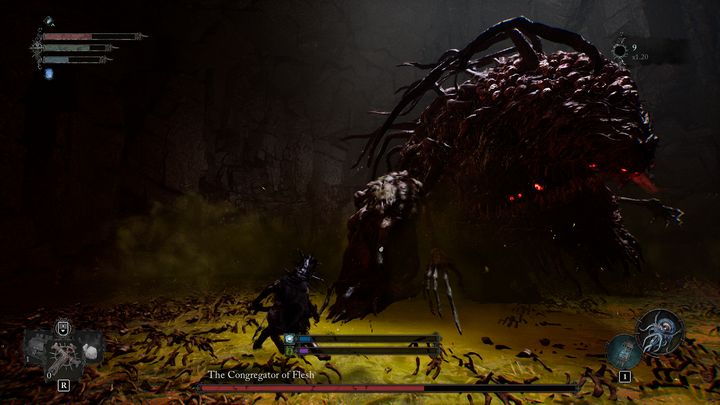 Von nun an wird der Boss jedes Mal, wenn er wieder am Boden ist, den Boden mit Giftschleim bedecken – jeder Kontakt damit verleiht ihm den Giftstatus – Lords of the Fallen: Congregator of Flesh – Boss, wie besiegt man ihn?  - Bosse – Lords of the Fallen Guide