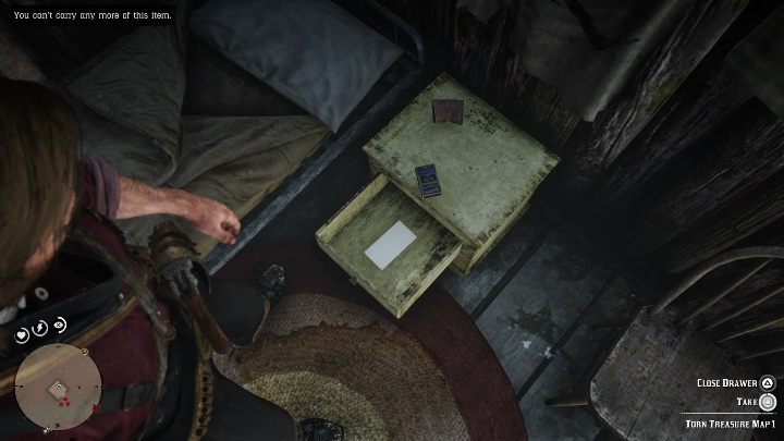 Der erste Teil der Karte ist in der Schublade neben dem Bett versteckt – Red Dead Redemption 2: Mended Treasure Map – wie kommt man an den Schatz?  - Schatzkarten – Leitfaden zu Red Dead Redemption 2