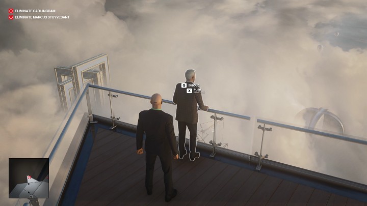 If you don't loosen the screws, Carl Ingram will join you on the deck and lean against the railing - Hitman 3: Carl Ingram - how to kill him? Dubai, walkthrough - On Top of the World - Dubai - Hitman 3 Guide
