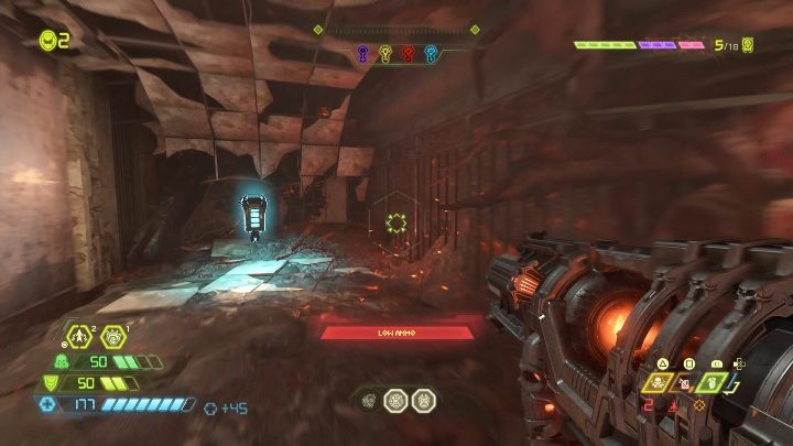 After obtaining the blue key, get inside the monster, and then reach the climbing wall - Doom Eternal: Super Gore Nest secrets maps and location - Collectibles and secrets - Doom Eternal Guide