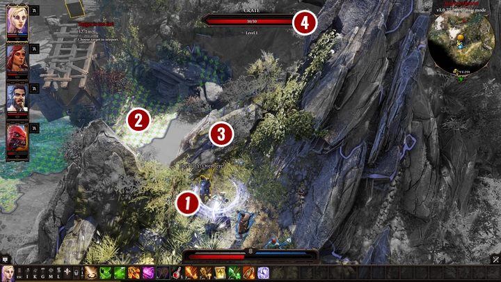 In diesem Fall müssen Sie Gawin teleportieren [1] zu einem der verfügbaren Plätze am Strand [2] - Der Teleporter |  Akt I – Kapitel II – Fort Joy – Divinity Original Sin 2 Guide