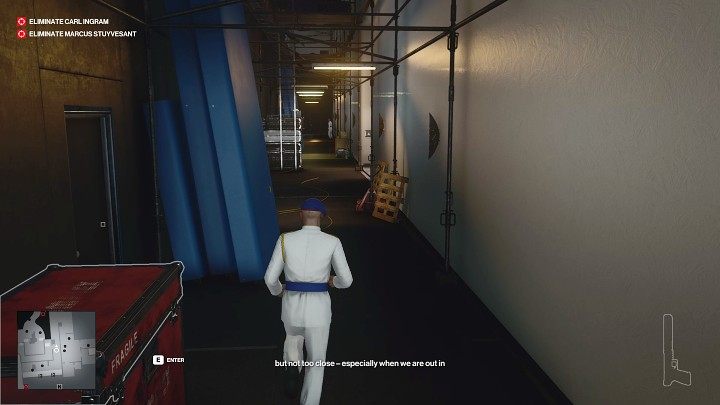 Exit the observation deck and walk straight, then turn into the hallway on the left - Hitman 3: Marcus Stuyvesant - how to kill him? Dubai, walkthrough - On Top of the World - Dubai - Hitman 3 Guide