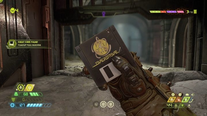 To get the floppy disk with the code, you need to climb the stairs and then break the wall - Doom Eternal: Taras Nabad secrets maps and location - Collectibles and secrets - Doom Eternal Guide