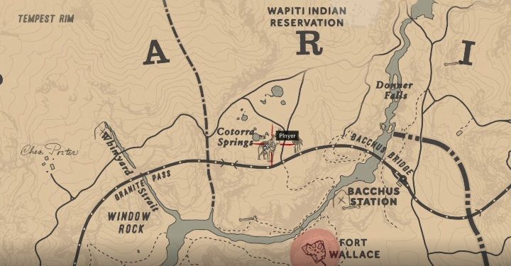 Der Wolf bewegt sich innerhalb des auf dem Bildschirm unten markierten Bereichs – Red Dead Redemption 2: Legendary Wolf – Karten, Tipps – Legendäre Tiere – Red Dead Redemption 2 Guide