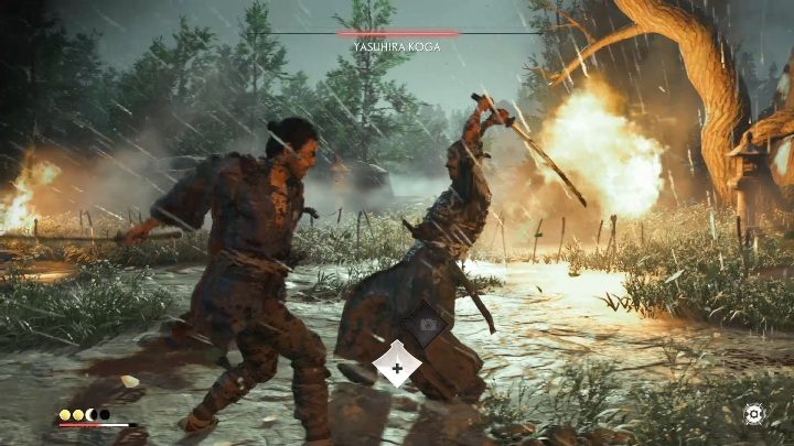 Versuchen Sie, ihn aus dem Gleichgewicht zu bringen – Komplettlösung für den Bosskampf von Ghost of Tsushima: Yasuhira Koga, Videoanleitung – Nebenquests – Anleitung für Ghost of Tsushima, Komplettlösung