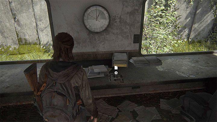 Das Dokument liegt auf dem Tisch unter der Uhr – The Last of Us 2: The Gate – Sammlerstücke, Artefakte, Münzen – Seattle Tag 1 – Ellie – The Last of Us 2 Guide