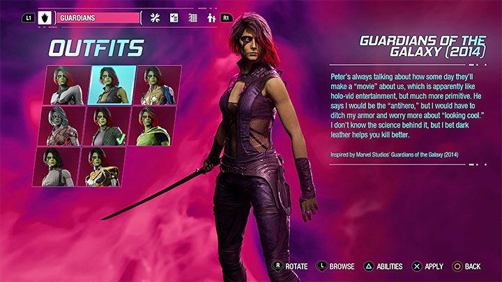 Das Guardians of the Galaxy 2014-Outfit für Gamora ist in Kapitel 3 der Kampagne erhältlich – Guardians of the Galaxy: Outfits aus dem Film – sind sie im Spiel?  - Anhang – Guardians of the Galaxy Guide