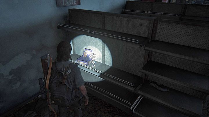 The collectible is on one of the shelves - The Last of Us 2: In Search of Nora, The Seraphites - artefacts, coins - Seattle Day 2 - Ellie - The Last of Us 2 Guide