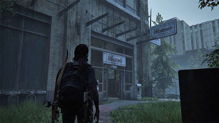 Take an interest in Westons Pharmacy building on the left - The Last of Us 2: In Search of Nora, The Seraphites - artefacts, coins - Seattle Day 2 - Ellie - The Last of Us 2 Guide