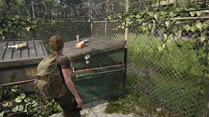 Sie befinden sich in einem umzäunten Bereich mit Müllcontainern – The Last of Us 2: Tracking-Lektion – Sammlerstücke, Artefakte, Münzen – The Park – The Last of Us 2 Guide