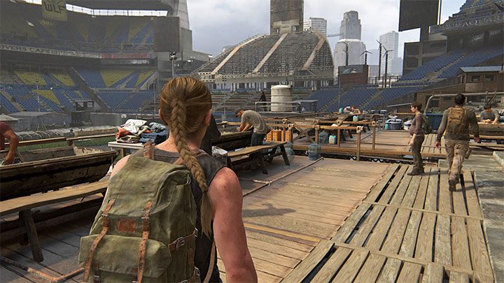 Die Möglichkeit, diese Münze einzusammeln, besteht, wenn Sie von der Tribüne des Stadions herabsteigen – The Last of Us 2: Das Stadion – Sammlerstücke, Artefakte, Münzen – Seattle Tag 1 – Abby – Leitfaden zu The Last of Us 2