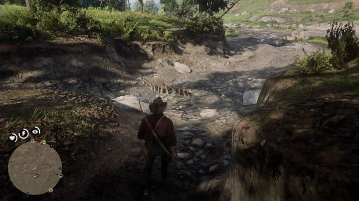 These bones are in the sand - Red Dead Redemption 2: Dinosaur Bones - where to find all of them? Maps - Dinosaur bones and Rock Carvings - Red Dead Redemption 2 Guide