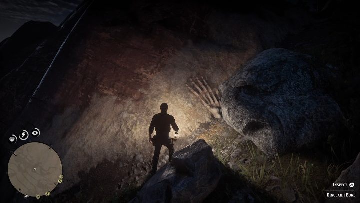 They are between the rocks (see the picture above) - Red Dead Redemption 2: Dinosaur Bones - where to find all of them? Maps - Dinosaur bones and Rock Carvings - Red Dead Redemption 2 Guide
