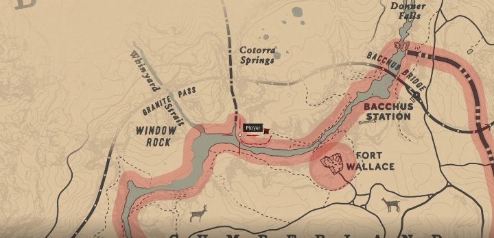 This bone is located between Window Rock and Fort Wallace - Red Dead Redemption 2: Dinosaur Bones - where to find all of them? Maps - Dinosaur bones and Rock Carvings - Red Dead Redemption 2 Guide