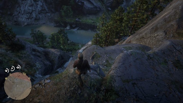 To get this bone you have to jump down on the stone ledge - Red Dead Redemption 2: Dinosaur Bones - where to find all of them? Maps - Dinosaur bones and Rock Carvings - Red Dead Redemption 2 Guide