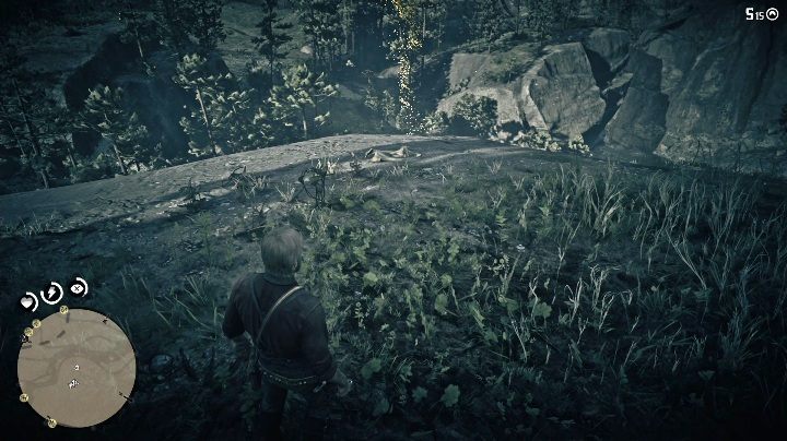 The bone is located on the hillside, near the cliff - Red Dead Redemption 2: Dinosaur Bones - where to find all of them? Maps - Dinosaur bones and Rock Carvings - Red Dead Redemption 2 Guide