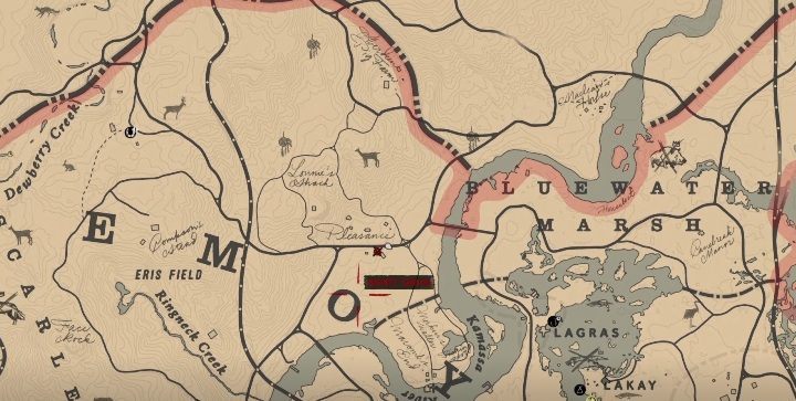 This item is west of Bluewater Marsh - Red Dead Redemption 2: Unique items - maps, locations, tips - Secrets and collectibles - Red Dead Redemption 2 Guide