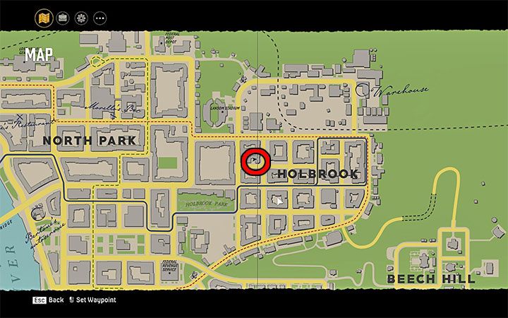 The magazine is located in a small area in the northwest part of the Holbrook district - Mafia Definitive Edition: Black Mask magazines - list and locations - Secrets and finders - Mafia Definitive Edition Guide, Walkthrough