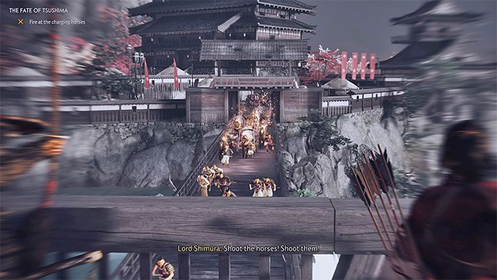 Die Helden müssen das Tor erreichen, das diesen Teil der Burg von der Brücke trennt – Komplettlösung für Ghost of Tsushima: Das Schicksal von Tsushima – Akt 2 – Leitfaden für Ghost of Tsushima, Komplettlösung