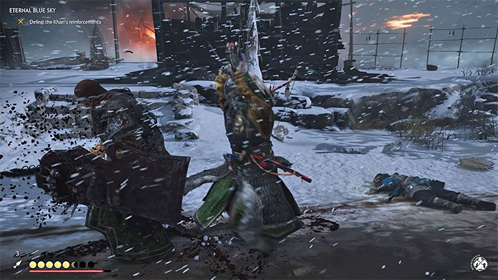 Fighting with Mongol soldiers begins shortly after entering the fishing village - Ghost of Tsushima: Eternal Blue Sky walkthrough, video guide - Act 3 - Ghost of Tsushima Guide, Walkthrough