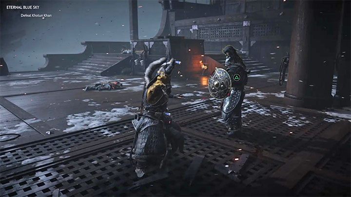 Fight until a new cut-scene activates that depict the boss being thrown off balance - Ghost of Tsushima: Eternal Blue Sky walkthrough, video guide - Act 3 - Ghost of Tsushima Guide, Walkthrough