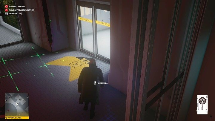 Now go back to the hallway with the camera and sneak to the door - Hitman 3: Imogen Royce - how to kill her? Chongqing, China, walkthrough guide - End Of An Era - Chongqing - Hitman 3 Guide
