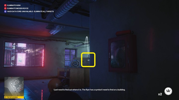 As soon as one of the guards passes your position, immediately toss a second coin toward the stairs to distract the other guard - Hitman 3: Imogen Royce - how to kill her? Chongqing, China, walkthrough guide - End Of An Era - Chongqing - Hitman 3 Guide
