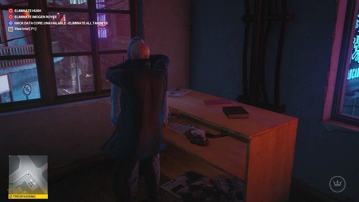 Sneak quickly behind the first man's back and overpower him - Hitman 3: Imogen Royce - how to kill her? Chongqing, China, walkthrough guide - End Of An Era - Chongqing - Hitman 3 Guide